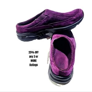 Ryka Slip On Shoe Rubber Sole Moccasin Clog Mule Leather Plum Sneaker Outdoor
